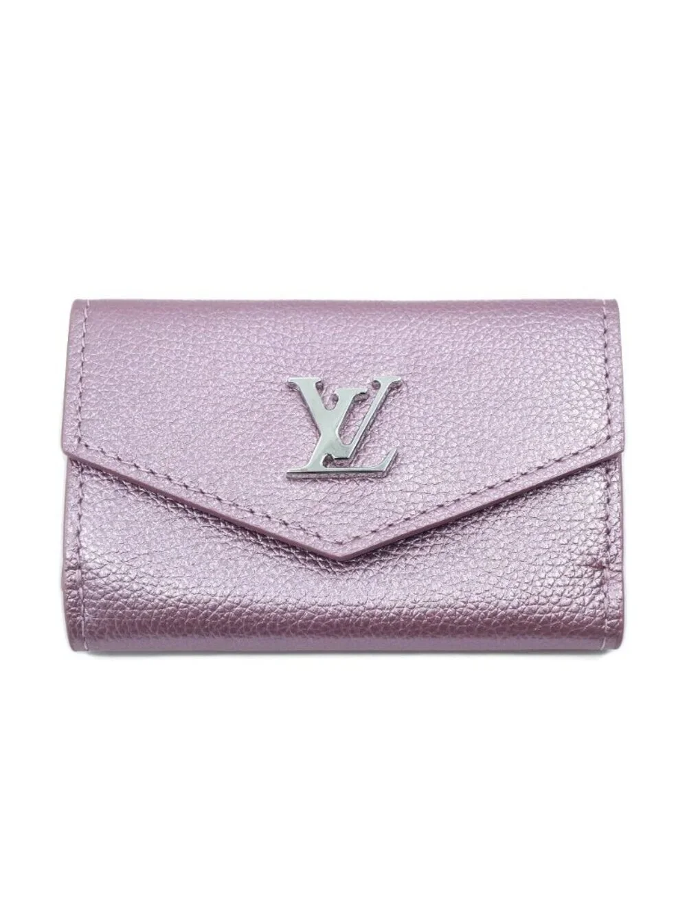 Louis Vuitton Portefeuille Lock Pink Silver Leather Coin Purse